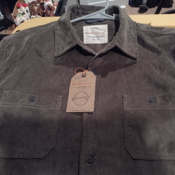 Original weatherproof mens medium vintage olive cordoroy button long sleeve - Picture 1 of 8